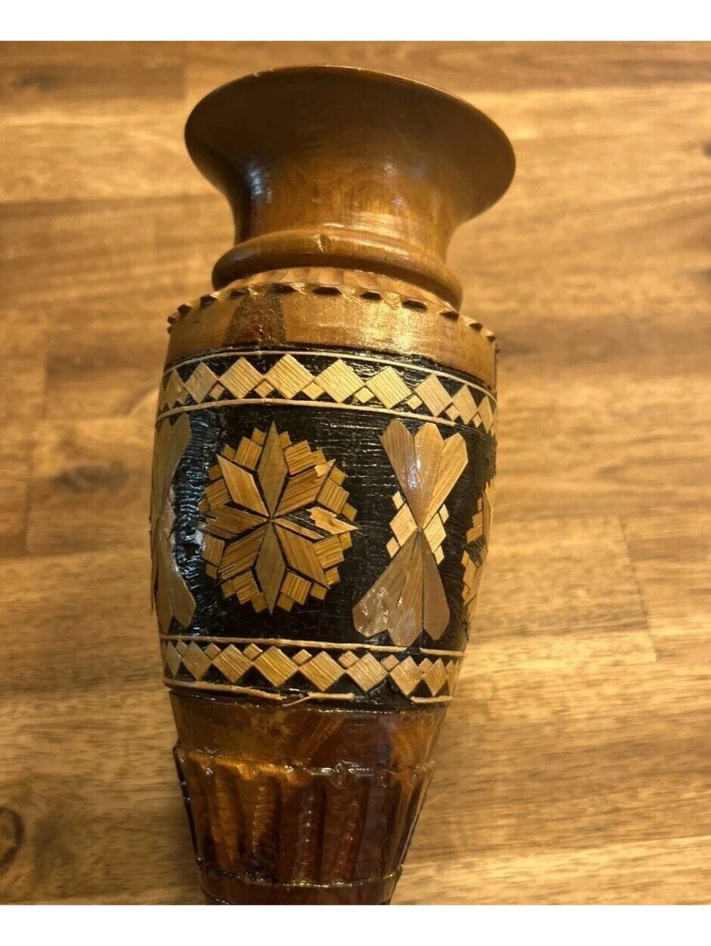 Handmade Wood Bud Vase Hand Carved Turned Vintage 9